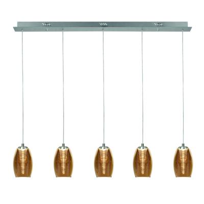 Highlight HanglampNebula nikkel recht 5-lichts amber glas - H5431.28