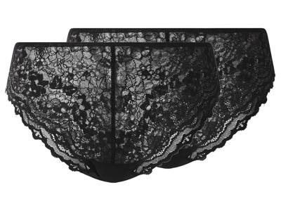 esmara Set van 2 dames onderbroeken (Zwart, XS (32/34))