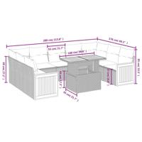 10-delige Loungeset met kussens poly rattan zwart - thumbnail