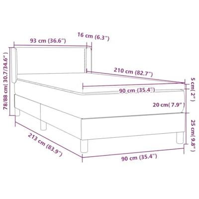Boxspring met matras fluweel lichtgrijs 90x210 cm