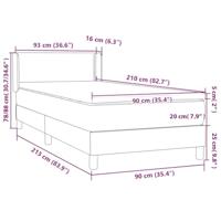 Boxspring met matras fluweel lichtgrijs 90x210 cm - thumbnail