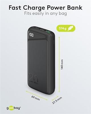Goobay Goobay 53939 Powerbank 20000 mAh, Quick Charge, Power Delivery, LED-Anzeige Powerbank 20000 mAh LiPo Zwart Statusweergave