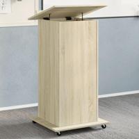 Lessenaar met wielen en lade 55x55x107 cm hout sonoma eiken - thumbnail