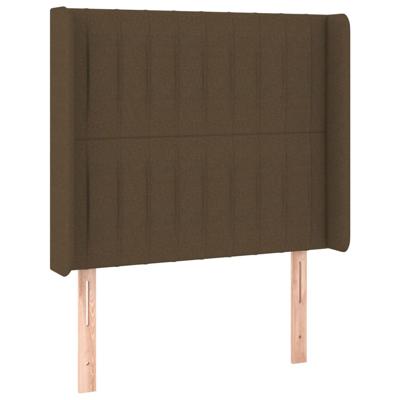 Hoofdbord met randen 163x16x118/128 cm stof donkerbruin - thumbnail