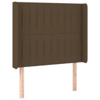 Hoofdbord met randen 183x16x118/128 cm stof donkerbruin - thumbnail