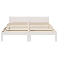 Bedframe zonder matras massief grenenhout wit 160x200 cm - thumbnail