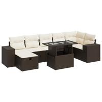 5-delige Loungeset met kussens poly rattan bruin - thumbnail