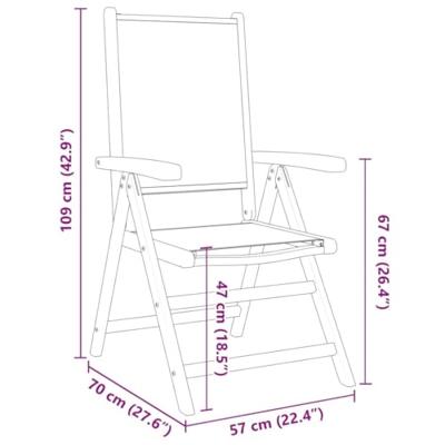 Tuinstoelen 2 st massief acaciahout en stof blauw en wit - thumbnail