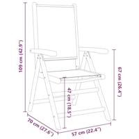 Tuinstoelen 2 st inklapbaar acaciahout en stof crmewit - thumbnail