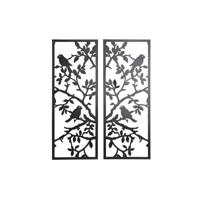 Wanddecoratie DKD Home Decor (2 Onderdelen) Metaal Vogels Shabby Chic (35 x 1,3 x 91 cm) - thumbnail
