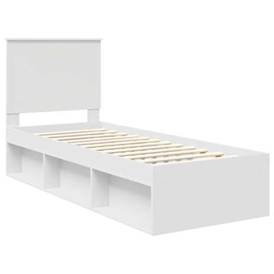 Bedframe met hoofdeinde Wit 75 x 190 cm Massief grenenhout