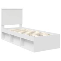 Bedframe met hoofdeinde Wit 75 x 190 cm Massief grenenhout - thumbnail