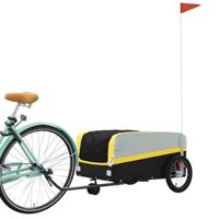 Fietstrailer 45 kg ijzer zwart en geel - thumbnail