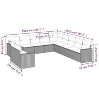 11-delige Tuinset met kussens poly rattan beige - thumbnail