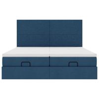 Ottoman bed met matrassen 180x200cm stof blauw - thumbnail