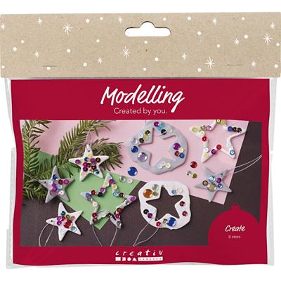 Creativ Company Mini hobbyset boetseren sterren zilver wit