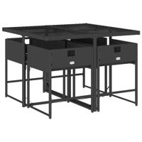 5-delige Tuinset met kussens poly rattan zwart - thumbnail