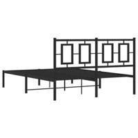 Bedframe met hoofdbord metaal zwart 135x190 cm - thumbnail
