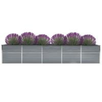 VidaXL Plantenbak verhoogd 400x80x77 cm gegalvaniseerd staal grijs - thumbnail