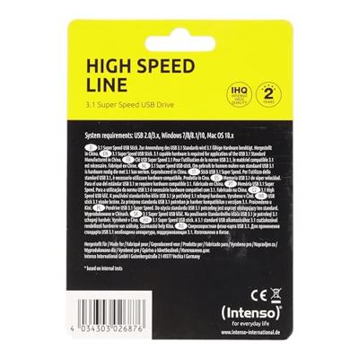 Intenso High Speed Line USB-stick 128 GB Zwart, Geel 3537491 USB-A 3.2 Gen 2