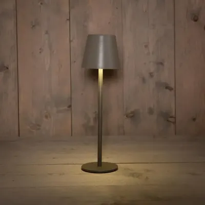 Draadloze tafellamp warm wit dimbaar LED inclusief USB kabel 36.5x11.5cm mat grijs Anna's Collection - Annas collection