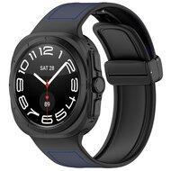 Hybrid leer + siliconen band - Donkerblauw - Samsung Galaxy Watch Ultra 47mm - thumbnail