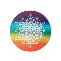 Seleniet Onderzetter met 64 Sterren Tetraëder Patroon uit India - thumbnail
