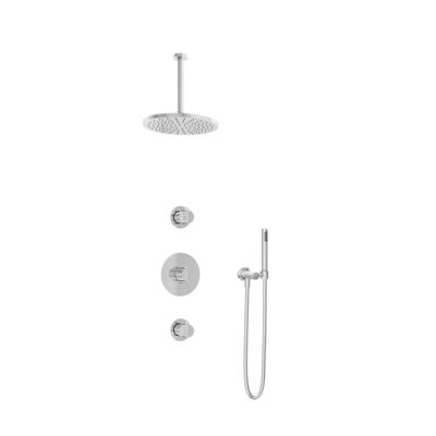 Hotbath Buddy - Inbouw Regendoucheset - 2 Stopkranen - Thermostatisch - Plafondbuis 30 cm - Hoofddouche 300 mm - Staafhanddouche - Waterbesparend - V01