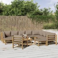 12-delige Loungeset met kussens bamboe taupe - thumbnail