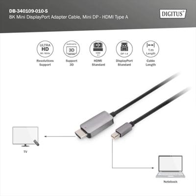 Digitus DB-340109-010-S DisplayPort-kabel DisplayPort / Mini-displayport Aansluitkabel DisplayPort-stekker, Mini DisplayPort-stekker 1 m Zwart Flexibel, Digitus DB-340109-010-S DisplayPort-kabel DisplayPort / Mini-displayport Aansluitkabel DisplayPort-stekker, Mini DisplayPort-stekker 1 m Zwart Flexibel,