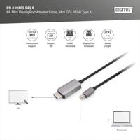 Digitus DB-340109-010-S DisplayPort-kabel DisplayPort / Mini-displayport Aansluitkabel DisplayPort-stekker, Mini DisplayPort-stekker 1 m Zwart Flexibel, - thumbnail