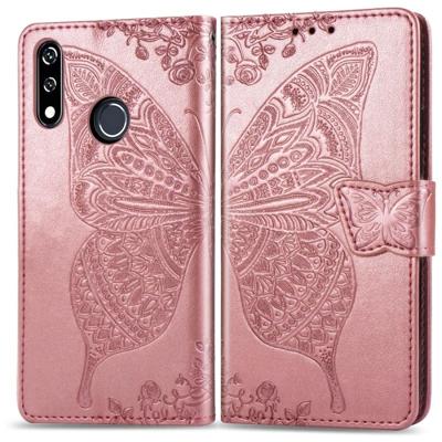 Butterfly Love bloemen reliëf horizontale Flip lederen draagtas voor LG W10 met houder & kaartsleuven & portemonnee & Lanyard (Rose goud)