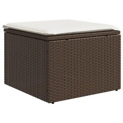 Tuinkruk met kussen 55x55x37 cm poly rattan bruin