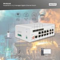 Digitus DN-651145 Industrial Ethernet Switch 8 + 4 poorten 10 / 100 / 1000 MBit/s - thumbnail