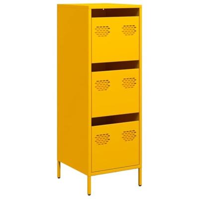 Hoge kast 39x35x103,5 cm staal mosterdgeel