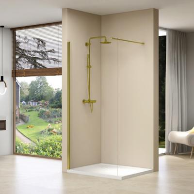 Inloopdouche Van Rijn Products Vaste Wand 140x200 cm Helder Glas Incl Stabilisatiestang en Gouden Muurprofiel van Rijn Inloopdouche Van Rijn Products Vaste Wand 140x200 cm Helder Glas Incl Stabilisatiestang en Gouden Muurprofiel van Rijn
