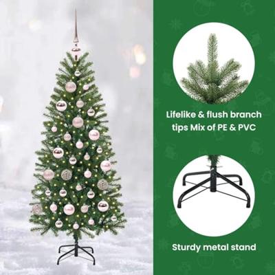 VidaXL Kunstkerstboom met 150 led met standaard groen 120 cm pe en pvc