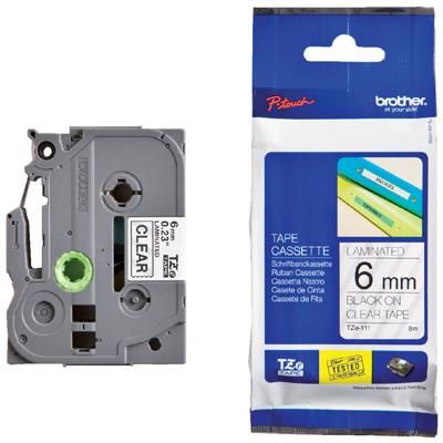 Brother TZE-111 labelprinter-tape Zwart op zilver Brother TZE-111 labelprinter-tape Zwart op zilver