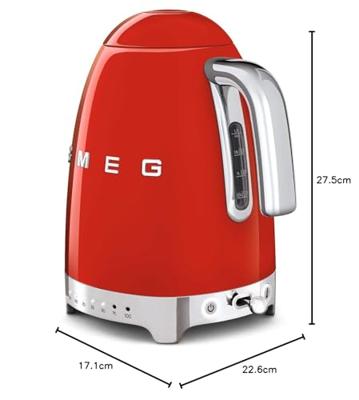 SMEG - KLF04CREU VariabeleWaterkoker Rood SMEG - KLF04CREU VariabeleWaterkoker Rood