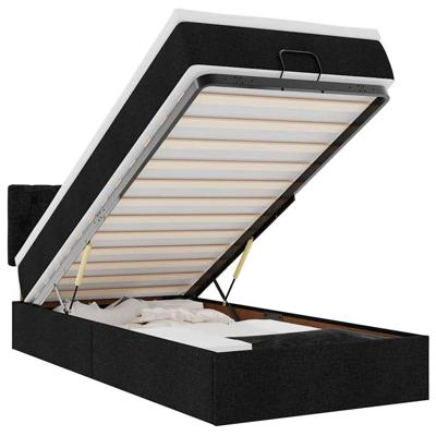 Ottoman bed met matras 90x190cm stof zwart - thumbnail