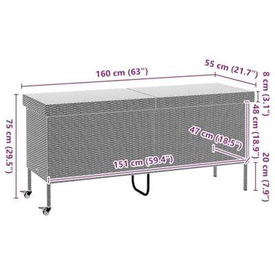 Tuinbox met wielen 160x55x75 cm poly rattan grijs Tuinbox met wielen 160x55x75 cm poly rattan grijs