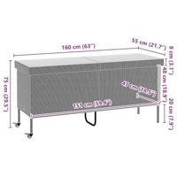 Tuinbox met wielen 160x55x75 cm poly rattan grijs - thumbnail