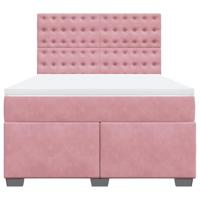 Boxspring met matras fluweel roze 160x200 cm - thumbnail
