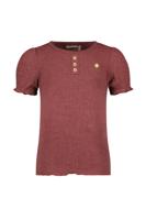 Like Flo Meisjes top rib met knoopjes - Plum - thumbnail