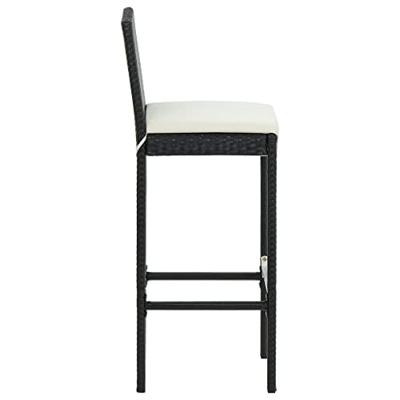 Barkrukken 6 st met kussens poly rattan zwart - thumbnail