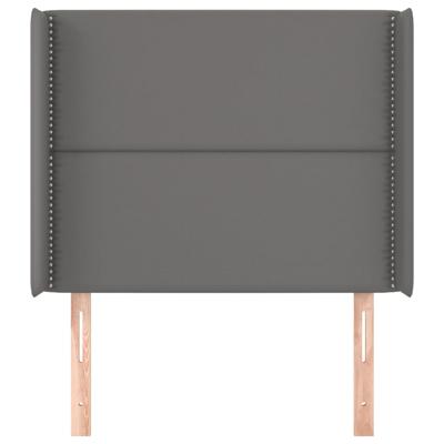 Hoofdbord met randen 147x16x118/128 cm kunstleer grijs