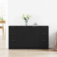 Dressoir met lade Zwart Eiken 180 x 30 x 70 cm Bewerkt hout - thumbnail