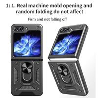 Lunso - Samsung Galaxy Z Flip5 - Armor backcover hoes met ringhouder - Zwart - thumbnail