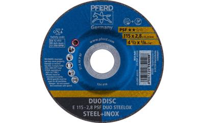 PFERD TOOLS 62011620 E 115-2,8 PSF DUO STEELOX Afbraamschijf gebogen Diameter 115 mm Boordiameter 22.23 mm RVS, Staal, IJzerslag 10 stuk(s)