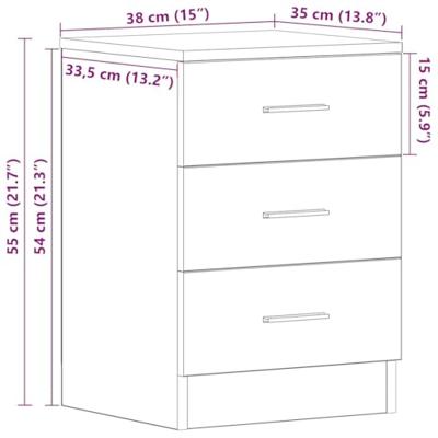 Nachtkastjes 2 st 38x35x56 cm bewerkt hout grijs sonoma eiken